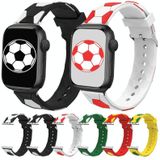 Voetbalstijl metalen connector siliconen horlogeband voor Apple Watch Ultra 49 mm / serie 8 & 7 45 mm / SE 2 & 6 & SE & 5 & 4 44 mm / 3 & 2 & 1 42 mm (zwart + wit)