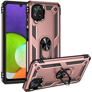 For Samsung Galaxy A22 4G Shockproof TPU + PC Protective Case with 360 Degree Rotating Holder(Rose Gold)