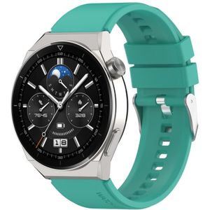 For Huawei Watch GT 42mm/46mm / GT2 46mm 22mm Protruding Head Silicone Strap Silver Buckle(Teal Green)