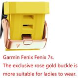 Voor Garmin Fenix 7S 20mm Rose Gold Buckle Silicone Strap (White)