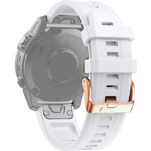 Voor Garmin Fenix 7S 20mm Rose Gold Buckle Silicone Strap (White)