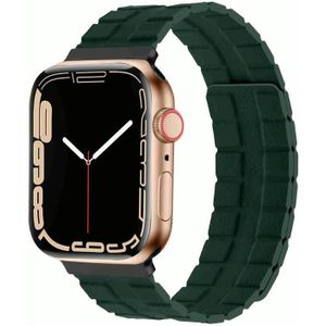 Vierkante tweedelige lederen magnetische horlogeband voor Apple Watch Series 8&7 41mm / SE 2&6&SE&5&4 40mm / 3&2&1 38mm (Fir Green)