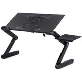 Portable 360 Degree Adjustable Foldable Aluminium Alloy Desk Stand with Cool Fans & Mouse Pad for Laptop / Notebook(Black)