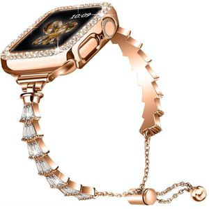 Zinklegering Diamond Crown armband horlogeband voor Apple Watch Series 8 & 7 41 mm (roségoud)
