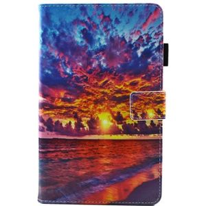 For Galaxy Tab A 8.0  / T380 & T385  Sunset Landscape Pattern Horizontal Flip Leather Case with Holder & Card Slots