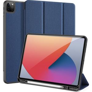 DUX DUCIS Domo Series Horizontal Flip Magnetic TPU + PU Leather Case with Three-folding Holder & Pen Slot & Sleep / Wake-up Function For iPad Pro 12.9 ?2021?/(2020)(Blue)