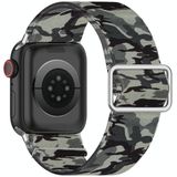 Adjustable Elastic Print Watch Strap For Apple Watch Series 6 & SE & 5 & 4 40mm / 3 & 2 & 1 38mm(Camouflage Grey)