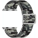 Adjustable Elastic Print Watch Strap For Apple Watch Series 6 & SE & 5 & 4 40mm / 3 & 2 & 1 38mm(Camouflage Grey)