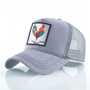 Cotton Embroidered Animal Baseball Cap(Gray Cock)
