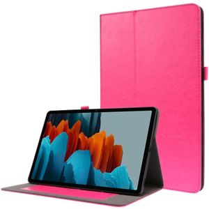 For Samsung Galaxy Tab S7+ / T970 Crazy Horse Texture Horizontal Flip Leather Case with 2-folding Holder & Card Slot(Rose Red)