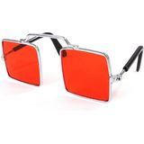 4 PCS Pet Jewelry Cat Photo Funny Props Personality Glasses(Transparent Red)