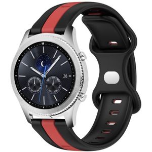 Voor Samsung Gear S3 Classic 22 mm vlindergesp tweekleurige siliconen horlogeband (zwart + rood)