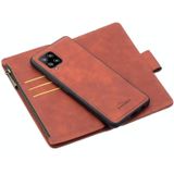 For Samsung Galaxy A42 Skin Feel Detachable Magnetic Zipper Horizontal Flip PU Leather Case with Multi-Card Slots & Holder & Wallet & Photo Frame & Lanyard(Brown)