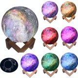 1W 3D Moon Lamp Children Gift Table Lamp Painted Starry Sky LED Night Light  Light color: 15cm Pat Control 7-colors