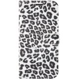 For iPhone 12 Pro Max Leopard Print Pattern Horizontal Flip Leather Case with Card Slot and Holder(White)