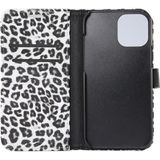 For iPhone 12 Pro Max Leopard Print Pattern Horizontal Flip Leather Case with Card Slot and Holder(White)