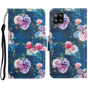 Voor Samsung Galaxy A42 5G Geschilderd Patroon Horizontale Flip Lederen Case met Houder & Card Slot & Portemonnee (Fluorescent Rose)