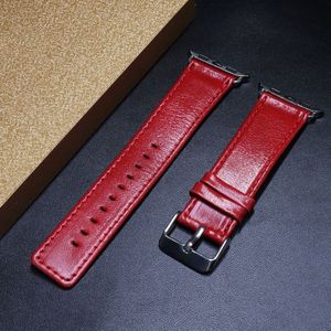 For Apple Watch 5 & 4 44mm / 3 & 2 & 1 42mm Square Tail Retro Crazy Horse Texture Genuine Leather Replacement Strap Watchband(Red)