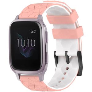 For Garmin Venu SQ 20mm Football Pattern Two-Color Silicone Watch Band(Pink+White)