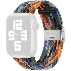 Gevlochten + roestvrijstalen vervanging horlogebanden voor Apple Watch Series 7 41mm / 6 & SE & 5 & 4 40mm / 3 & 2 & 1 38mm (Camouflage Kleurrijk)