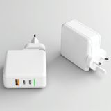 65W USB Ports x 1 + Type-C Port x 2 GaN Portable Mini Fast Charger Travel Charger with UK & US & EU Plug Set (Black)