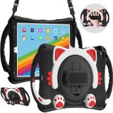 Cute Cat King Kids Shockproof EVA Protective Case with Holder & Shoulder Strap & Handle For iPad 10.2 2021 / 2020 / 2019 / Pro 10.5 / Air 10.5(Black Red)