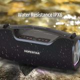 HOPESTAR A6X TWS Portable Outdoor Bluetooth Speaker with Colorful Music Lights  Support Power Bank & Hands-free Call & U Disk & TF Card & 3.5mm AUX(Black)