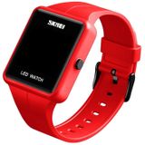 SKMEI 1541 Fashion Led Watch Square Couple Model Waterproof Electronic Watch Silicone Watch(Red)