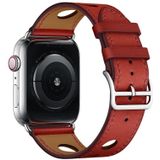 Fashionable Single Circle Three Holes Genuine Leather Watch Strap for Apple Watch Series 4 44mm (Red)