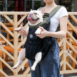 Doglemi Pet Outing Backpack Dog Shoulder Chest Bag Breathable Mesh Dog Cat Bag  Size:L(Green Black)