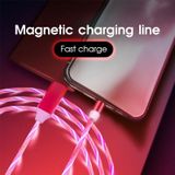 USB to Micro USB Magnetic Suction Colorful Streamer Mobile Phone Charging Cable  Length: 1m(Red Light)