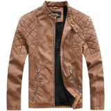 Autumn And Winter Fashion Tide Male Leather Jacket (Color:Khaki Size:M)