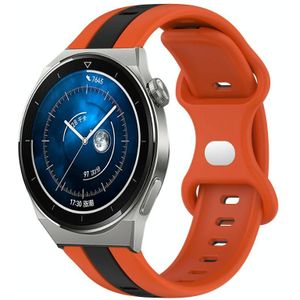 Voor Huawei Watch GT3 Pro 43 mm 20 mm vlindergesp tweekleurige siliconen horlogeband (oranje + zwart)
