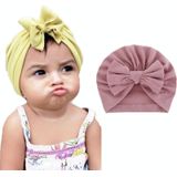 3 PCS Baby Solid Color Cotton Hedging Cap Bowknot Turban Hat(Taro)