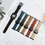 Big Head Buckle Leather Replacement Watchbands For Apple Watch Series 6 & SE & 5 & 4 44mm / 3 & 2 & 1 42mm(Black)