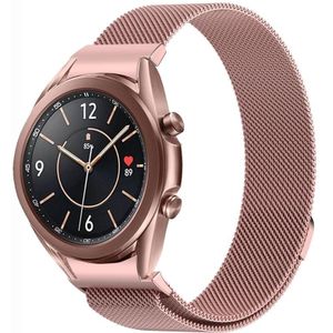 Voor Samsung Galaxy Watch3 41 mm knopstijl Milan magnetische metalen horlogeband (rosé goud)