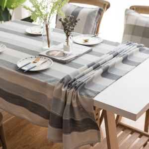 Cover Cloth Towel For The Rectangular Striped Coffee Table Round Table Dining Table  Size:135x250cm(Grey Stripes)