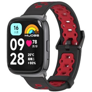 Voor Redmi Watch 3 Lite / Watch 3 Actieve Mijobs Ademende TPU-horlogeband met vierkant gat (zwart rood)