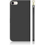 For iPhone 7 / 8 Imitated Mirror Surface Horizontal Flip Leather Case with Holder & Card Slots & Wallet & Lanyard(Black)