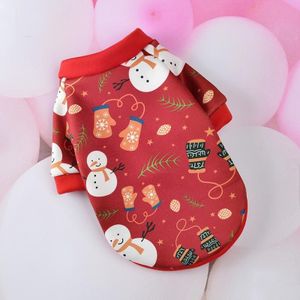 2 PCS SD07031 Christmas Dog Clothes Cartoon Pet Small Dog Cat Sweater Clothes  Size: XL(Red Snowman)