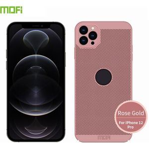 MOFi Honeycomb Texture Breathable PC Shockproof Protective Back Cover Case For iPhone 12 Pro(Rose Gold)