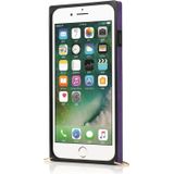 For iPhone 8 Plus / 7 Plus Wrist Strap PU+TPU Shockproof Protective Case with Crossbody Lanyard & Holder & Card Slot(Purple)