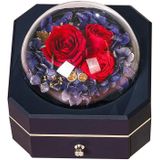 Octagonal Single Drawer Gift Box Eternal Flower Jewelry Box(Classic Navy)