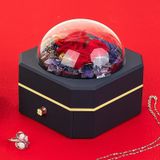 Octagonal Single Drawer Gift Box Eternal Flower Jewelry Box(Classic Navy)