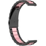 Voor Huawei Horloge GT Runner / Watch GT 3 46mm Drie kraal Roestvrijstalen riem (zwart roze)