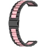 Voor Huawei Horloge GT Runner / Watch GT 3 46mm Drie kraal Roestvrijstalen riem (zwart roze)