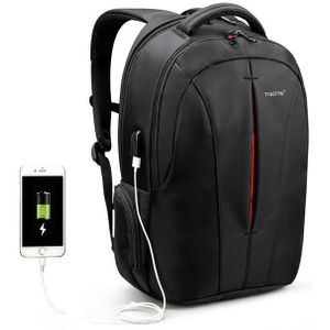 Waterproof 15.6-inch Laptop Backpack Anti-theft Business Travel Backpack School Bag(Black+Orange USB)