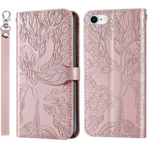 Life of Tree Embossing Pattern Horizontal Flip Leather Case with Holder & Card Slot & Wallet & Photo Frame & Lanyard For iPhone 8 & 7(Rose Gold)