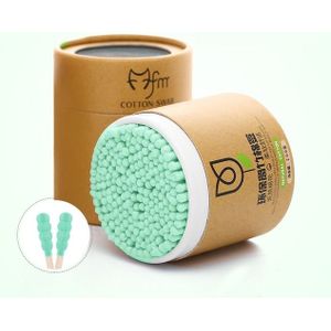200PCS/Box  Bamboo Cotton Swab Wood Sticks Soft Cotton Pad(Green)