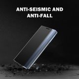 For Samsung Galaxy A71 5G Side Display Magnetic Horizontal Flip Plain Texture Cloth + PC Case with Holder & Sleep / Wake-up Function(Black)